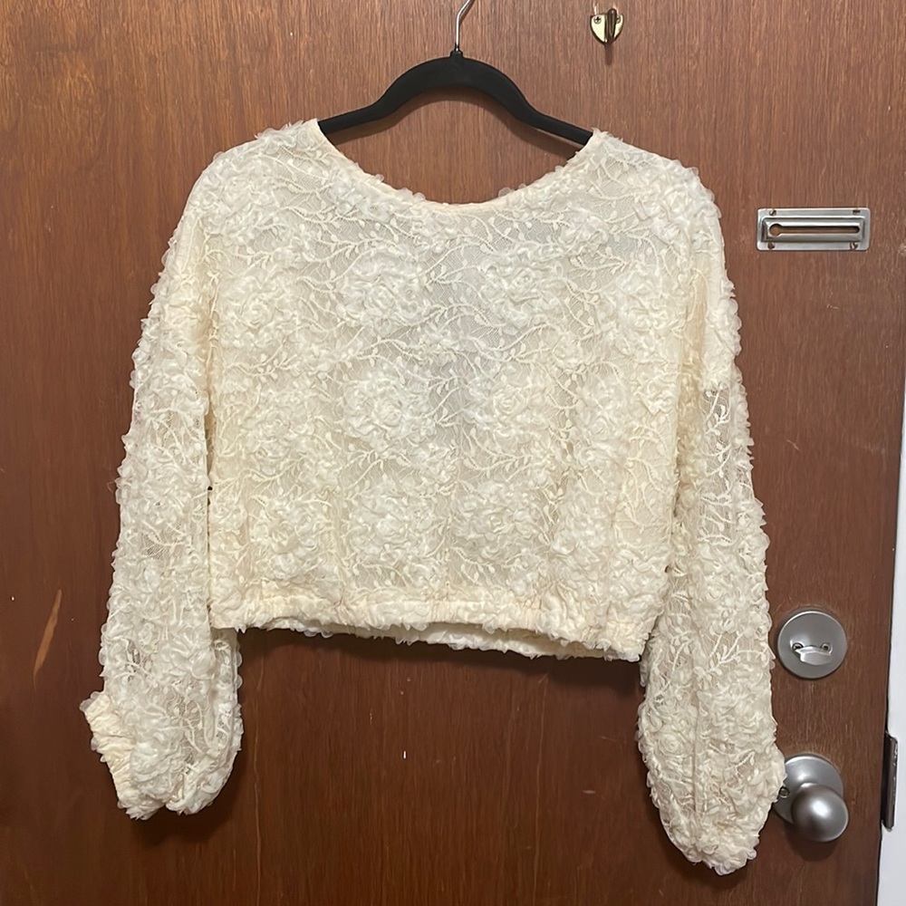 NWT Zara Organza Lace Shirt - Picture 5 of 11